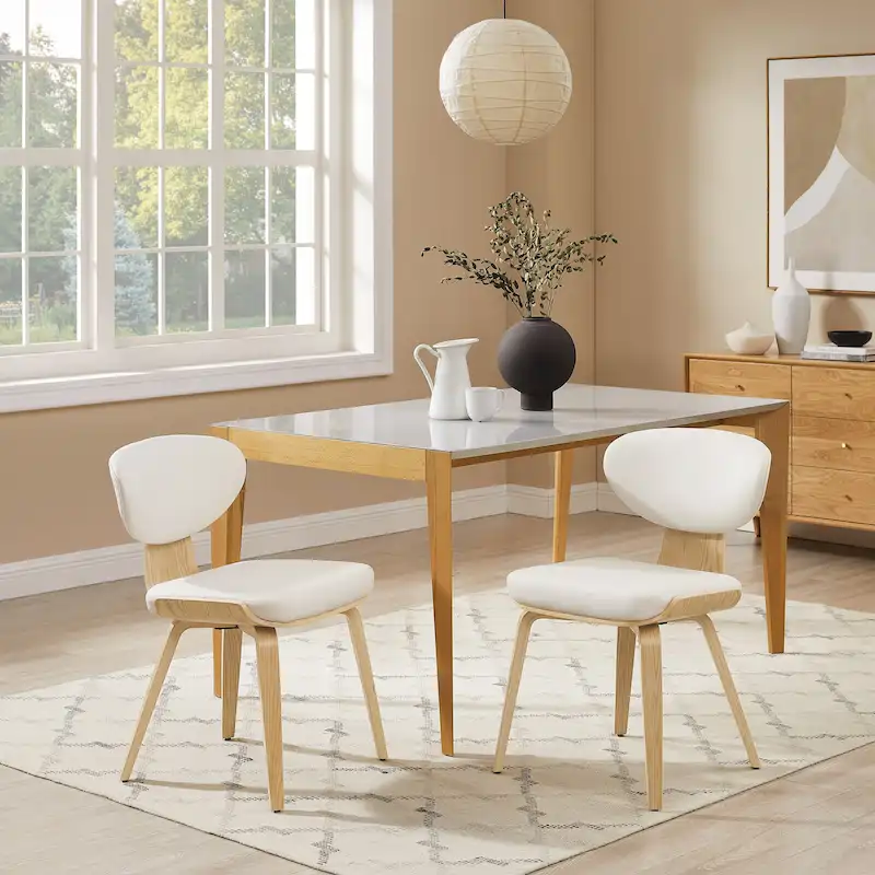 Art Leon Wood and PU Leather Dining Chair (Set of 2).