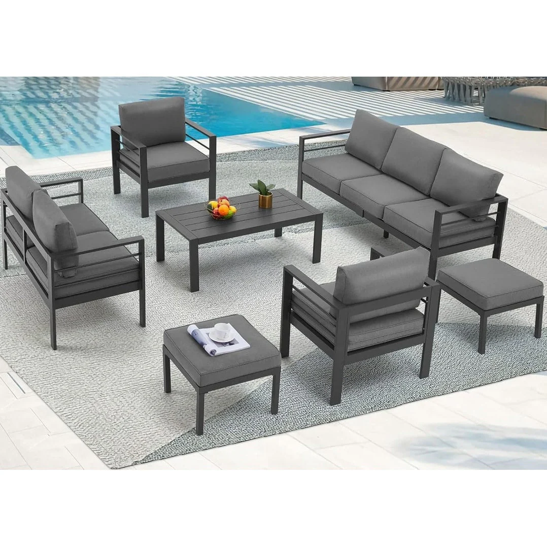 AECOJOY 7 Pieces Aluminum Patio Furniture Set Outdoor Conversation Set