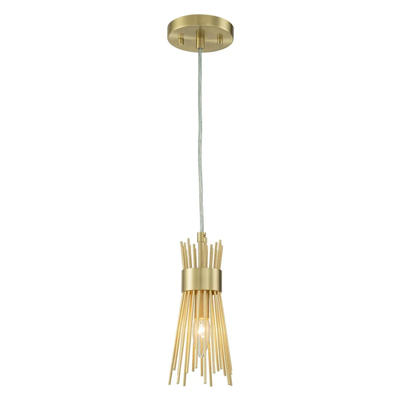 C Cattleya 1-Light Brass Gold Sunburst Hanging Pendant Light