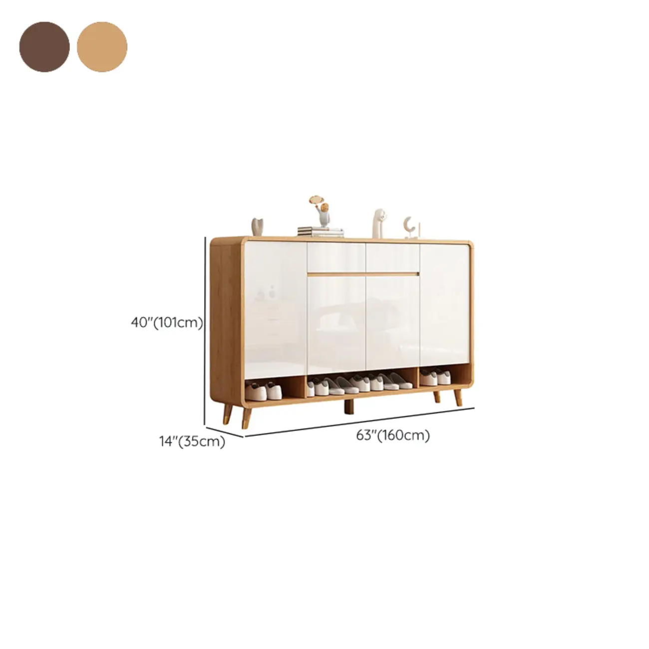 Modern Manufactured White Wood Shoe Cabinet