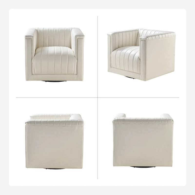 Esteban Modern Leather Upholstered Swivel Barrel Chair by HULALA HOME