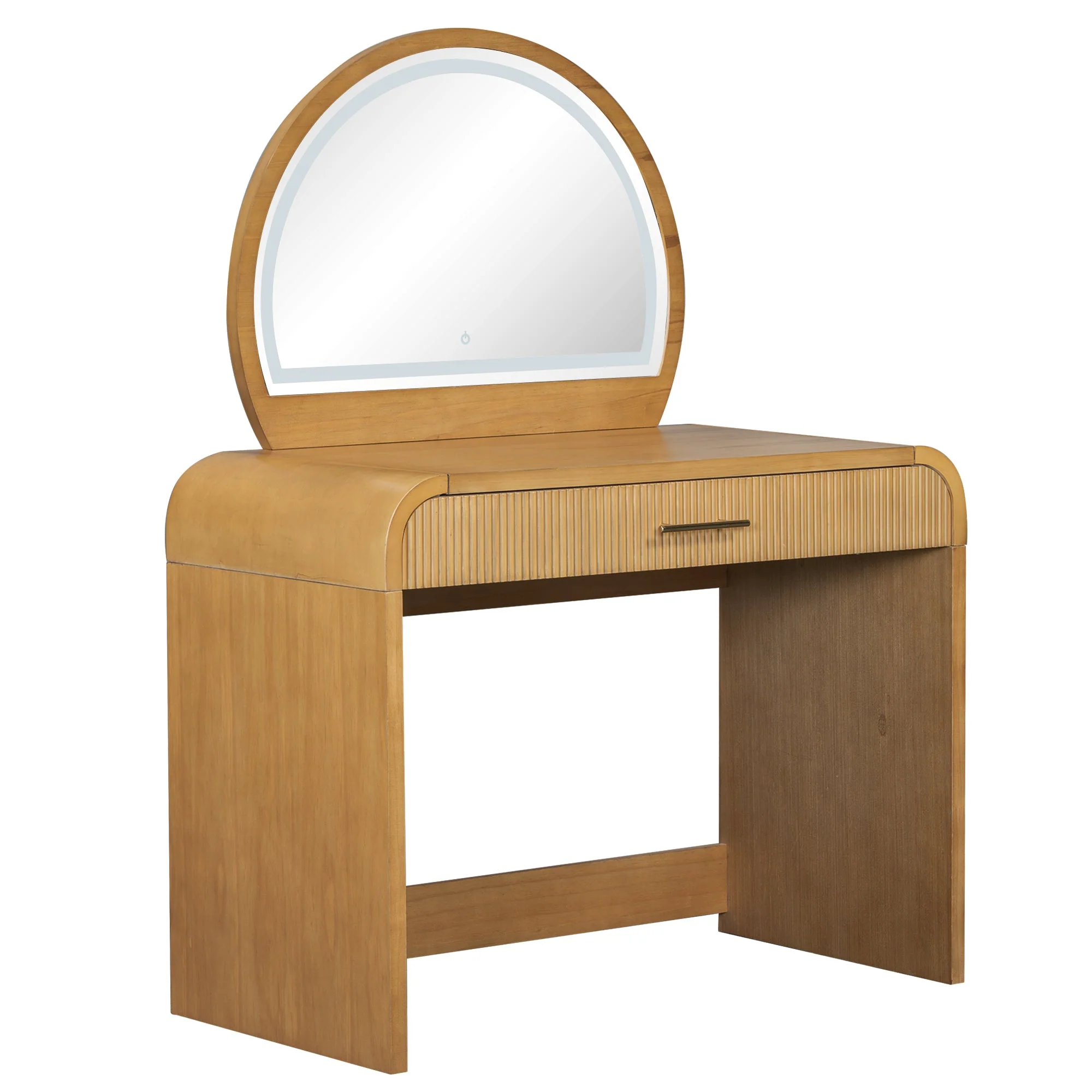 Walker Edison | Modern Reeded Curve Design Makeup Vanity Table