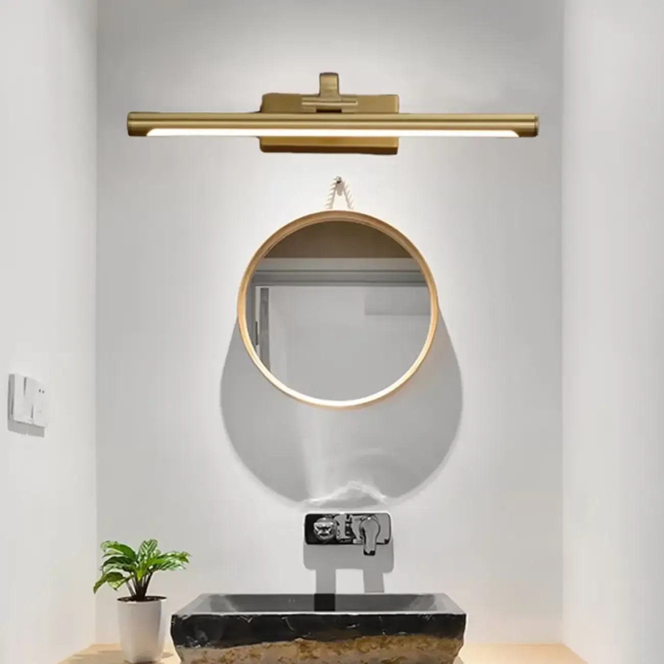 Gold Bathroom Linear Vanity Lights Fixture Over Mirror