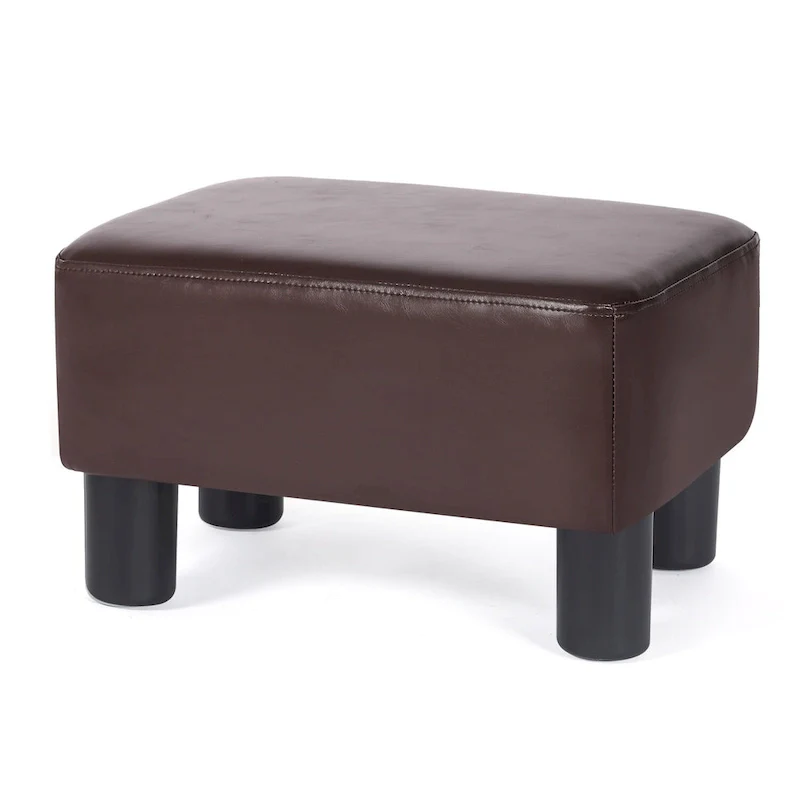 Small Rectangle Footstool PU Leather Ottoman Footrest Modern