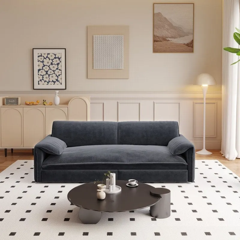 66 Queen Pull Out Sofa Bed, 3-in-1 Convertible Sleeper Sofa with Side Storage