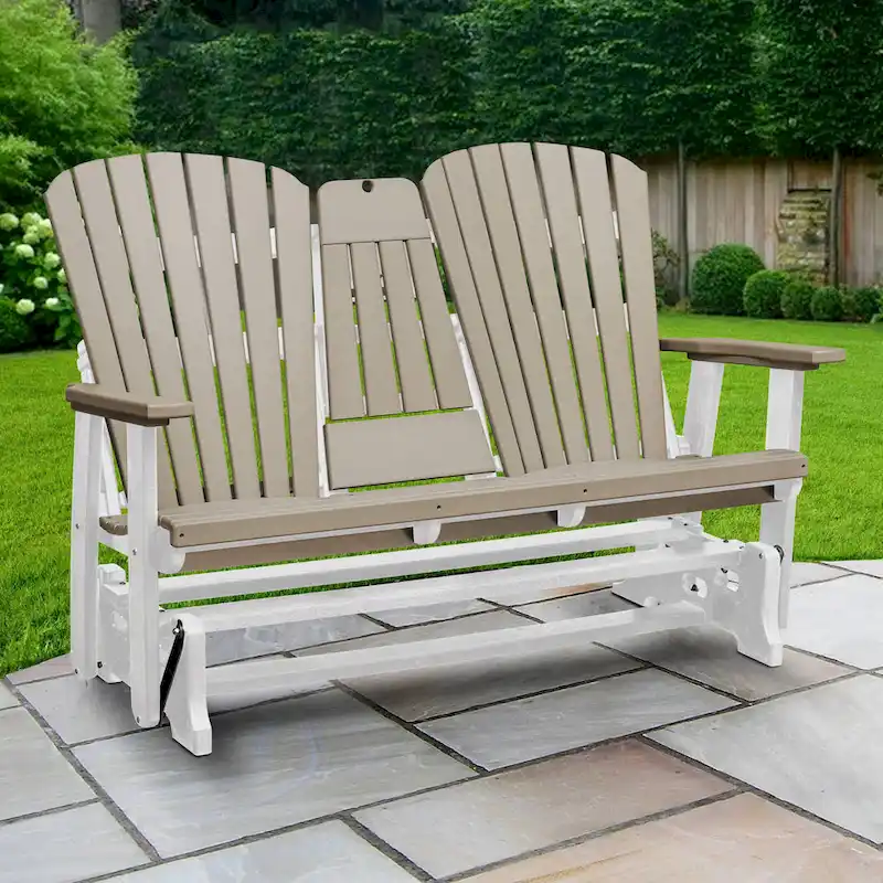 American Furniture Classics Two Seat Fan Back Glider with Drop Down Table/Cup Holder - N/A