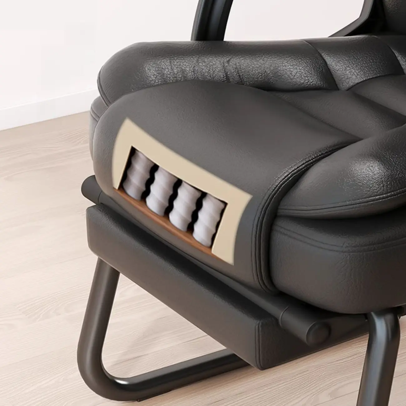 Luxurious Ink Leather Steel Reclining Office Chair