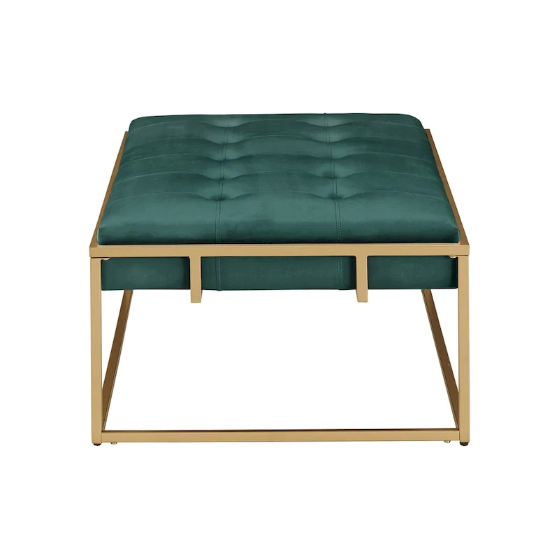 Perdita Gold Finish Velvet Rectangular Tufted Ottoman by iNSPIRE Q Bold