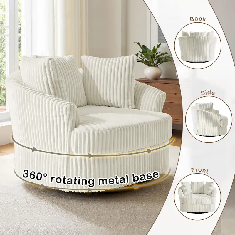 Swivel Tub Chair With Integrated Armrests And Removable, Washable Cover