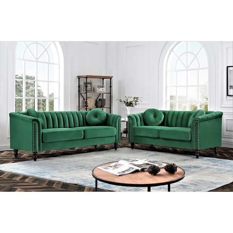 Hills Tufted Back Nailhead 2PCS Living Room set