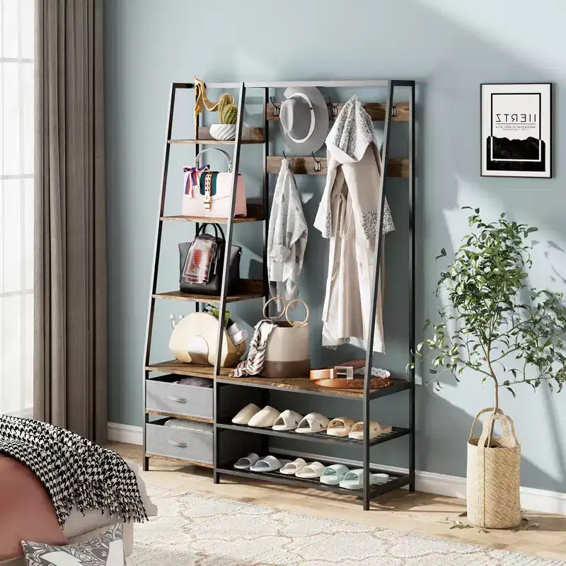 6-in-1 Freestanding Hall Tree Coat Rack