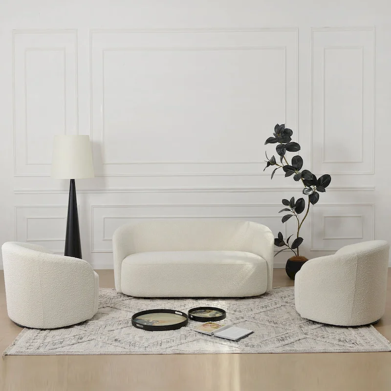 KINWELL Sherpa Upholstered Loveseat Boucle Sofa Couch, 68W