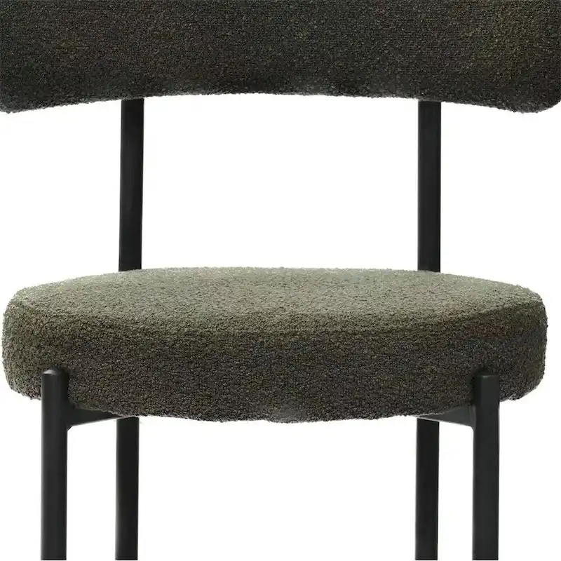 Boucle Dining Chairs,Mid-Century Modern Curved Backrest Chair,2 PCS