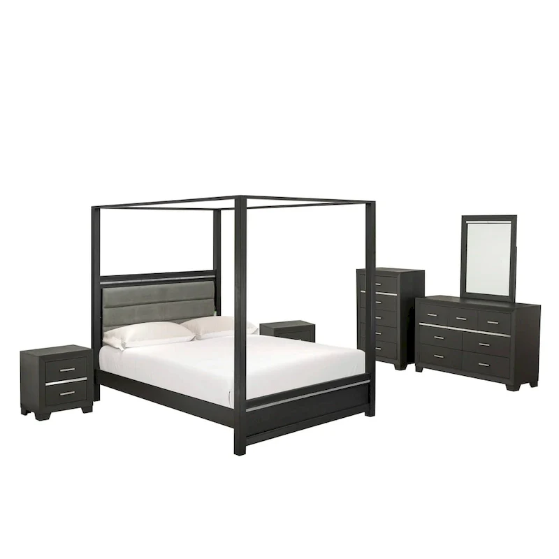 East West Furniture Denali Queen Size Bedroom Set with Upholstered Headboard (Pieces Option)
