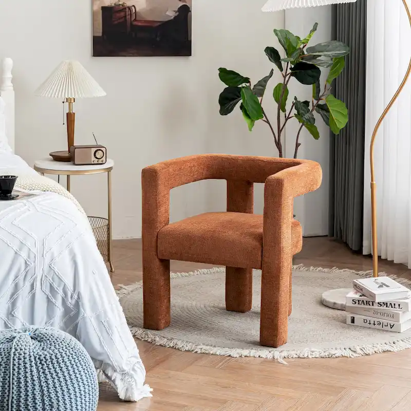 Set of 1 Chic design Barrel shaped Fabric Upholstered Accent Armchair