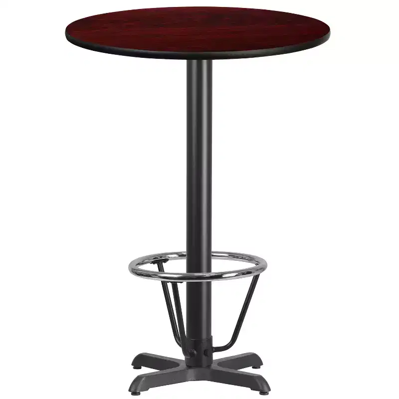 Emma and Oliver 30 Round Laminate Bar Table with 22x22 Foot Ring Base