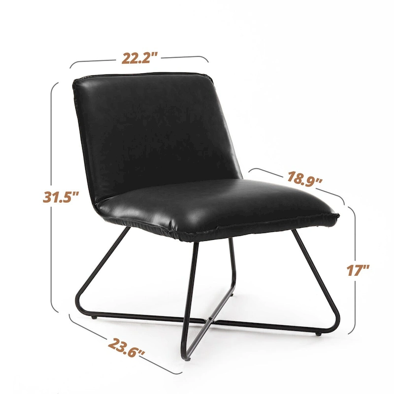 LUE BONA Mid Century Faux Leather Accent Chair With Adjustable Backrest - 31.5 H X 22.2 W X 23.6 D