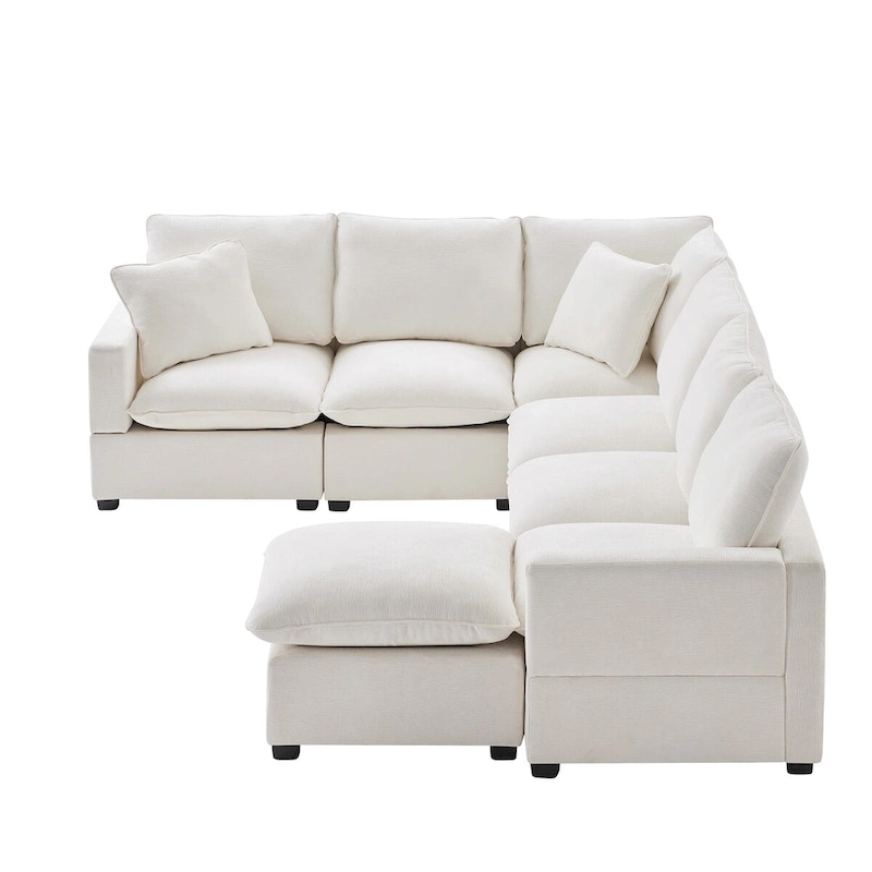 Nestfair Modern U Shape Modular Sofa 7 Seat Chenille Sectional Couch Set with 2 Pillows Included