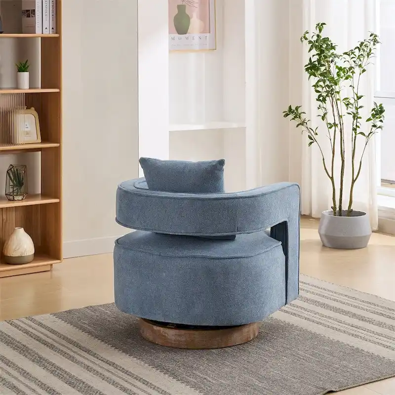 29.1  Swivel Accent Chair with Weathered Wood Base