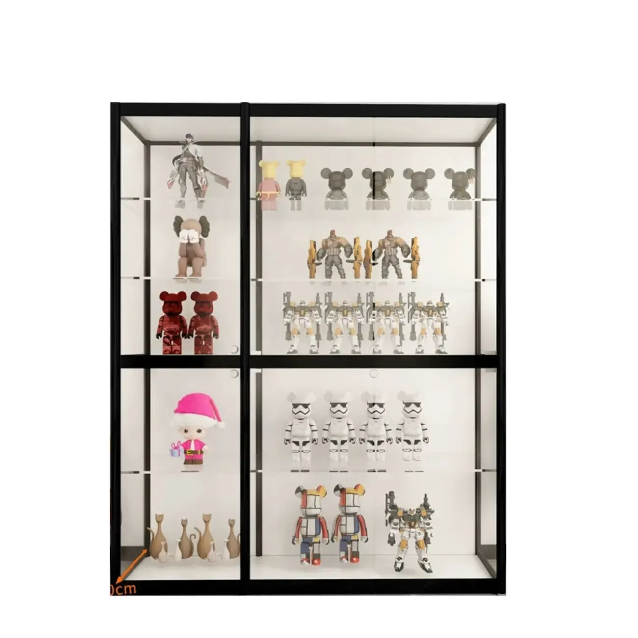 Black Metal Frame Clear Glass Shelf Curio Cabinet