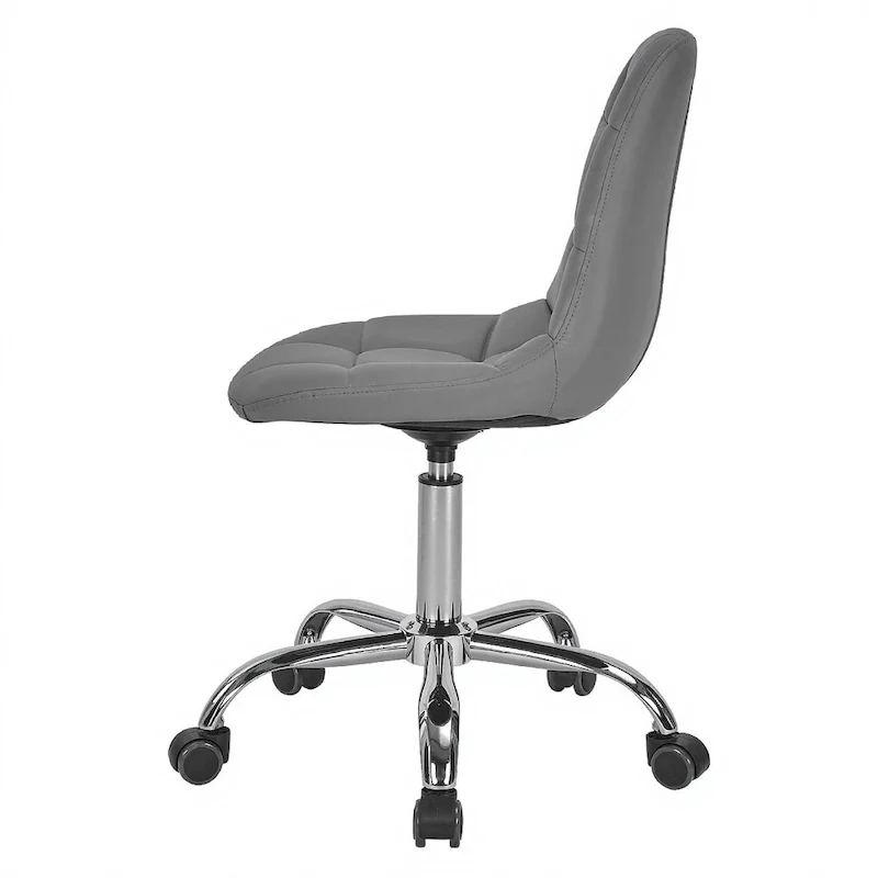 Armless Home Office Chair, Height Adjustable Computer Desk Chair with Wheels