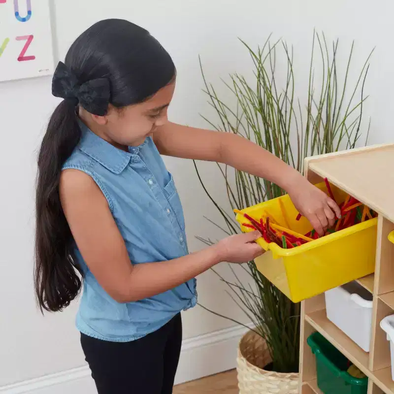 ECR4Kids 12 Cubby Mobile Tray Cabinet and 15 Scoop Front Bins, 3x4, Kids Furniture