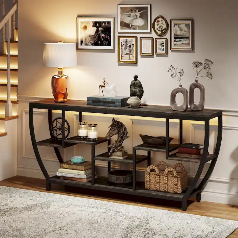 70.9 Inch Extra Long Console Table with Shelves,Sofa Console Table