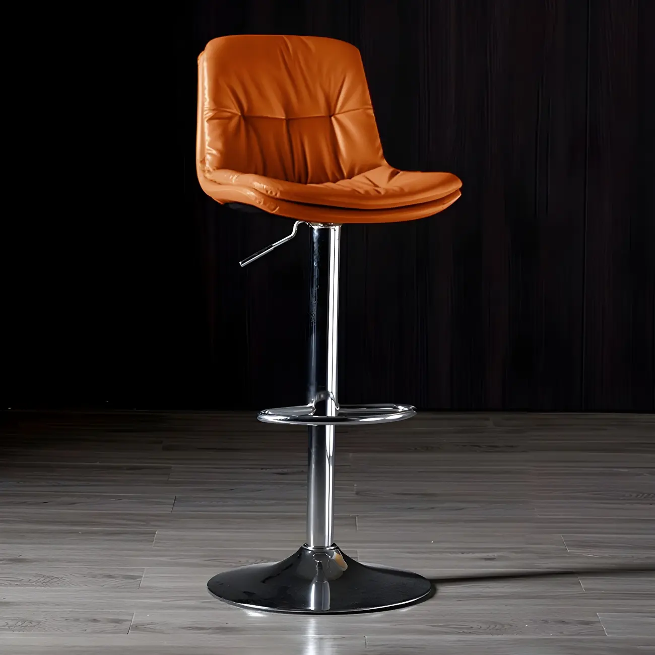 Adjustable Leather Low Back Swivel Bar Stool