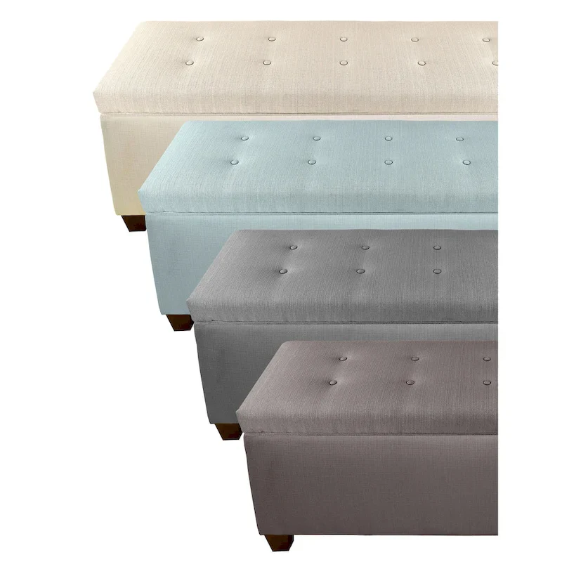 Sole Secret Button Tufted Linen Storage Bench