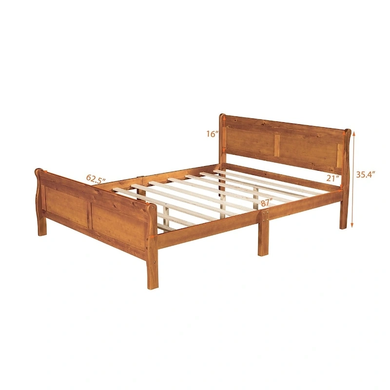 Harper & Bright Designs Wood Twin Sleigh Bed with Headboard and Footboard