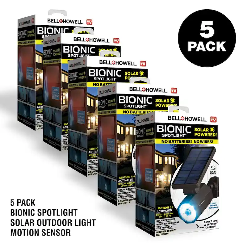 Bell + Howell Bionic Spotlight Original LED Solar Outdoor Motion Sensor Light - 5 Pack