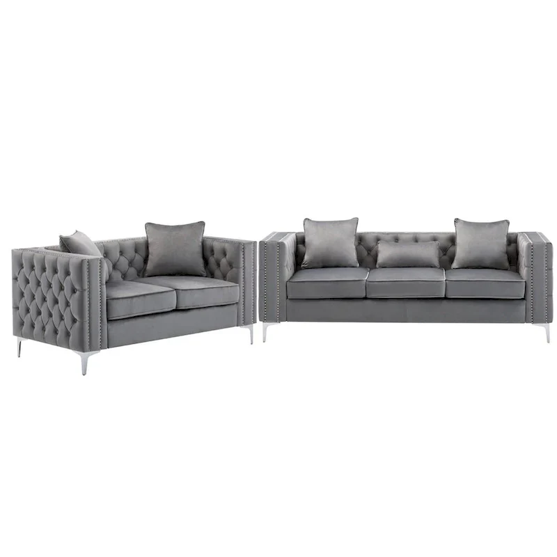 Velvet Fabric Sofa Loveseat Living Room Set