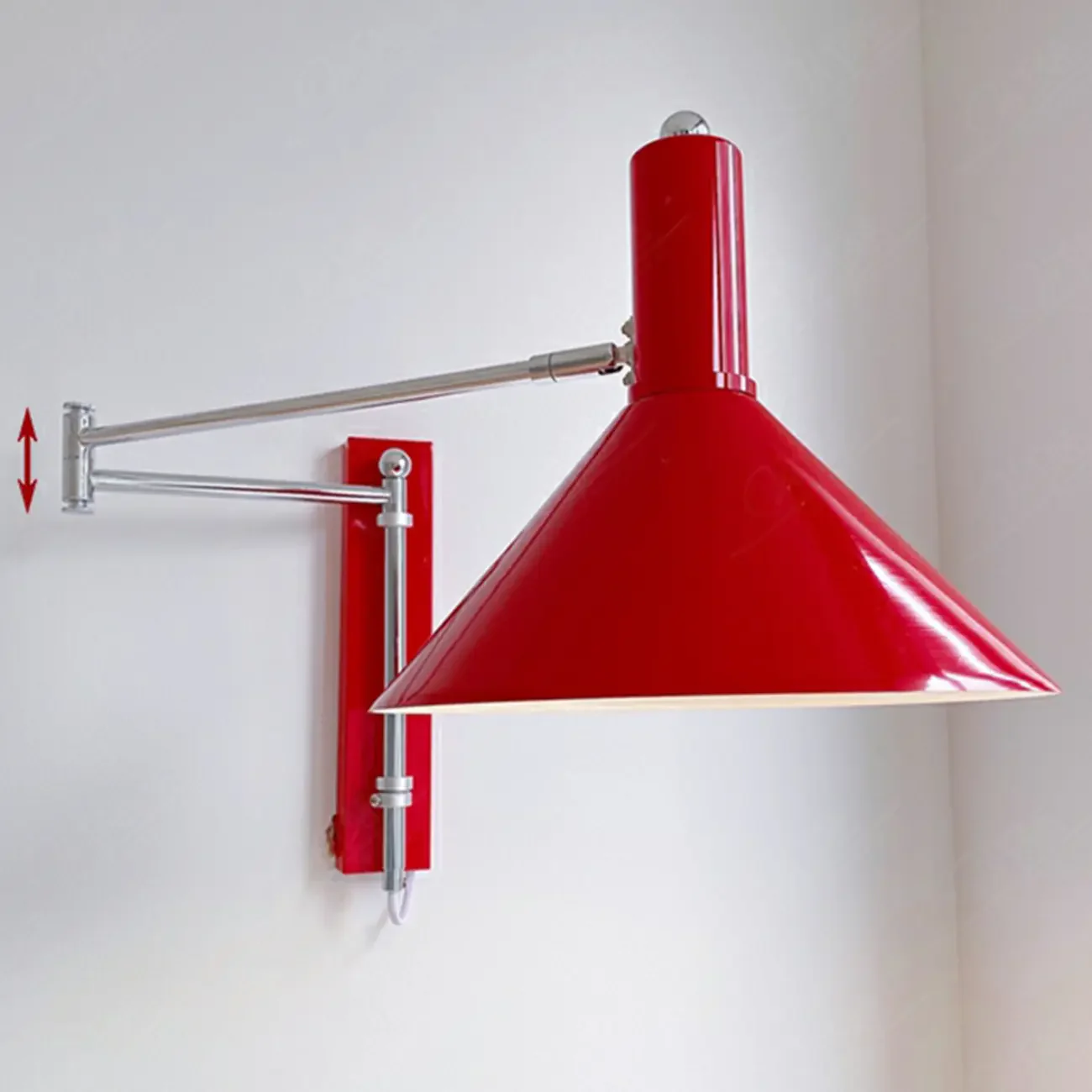 Metal Swing Arm Wall Light with Iron Shade