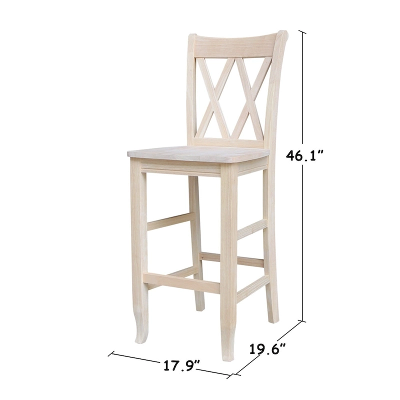 International Concepts Unfinished Double X-back Stool