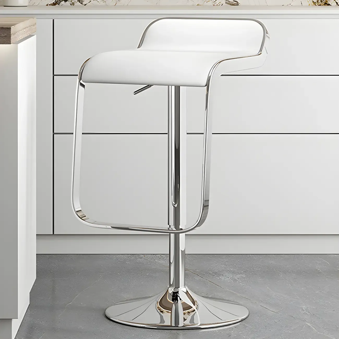 Leather Low Back Metal Adjustable Swivel Bar Stools