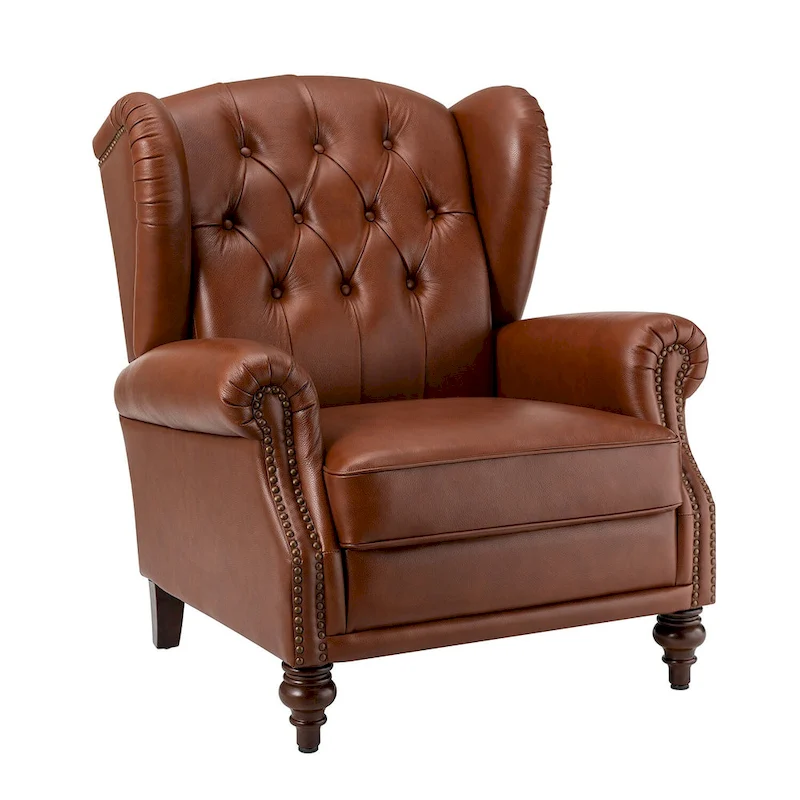 Alex Classic Leather Armchair with Nailhead Trim by HULALA HOME