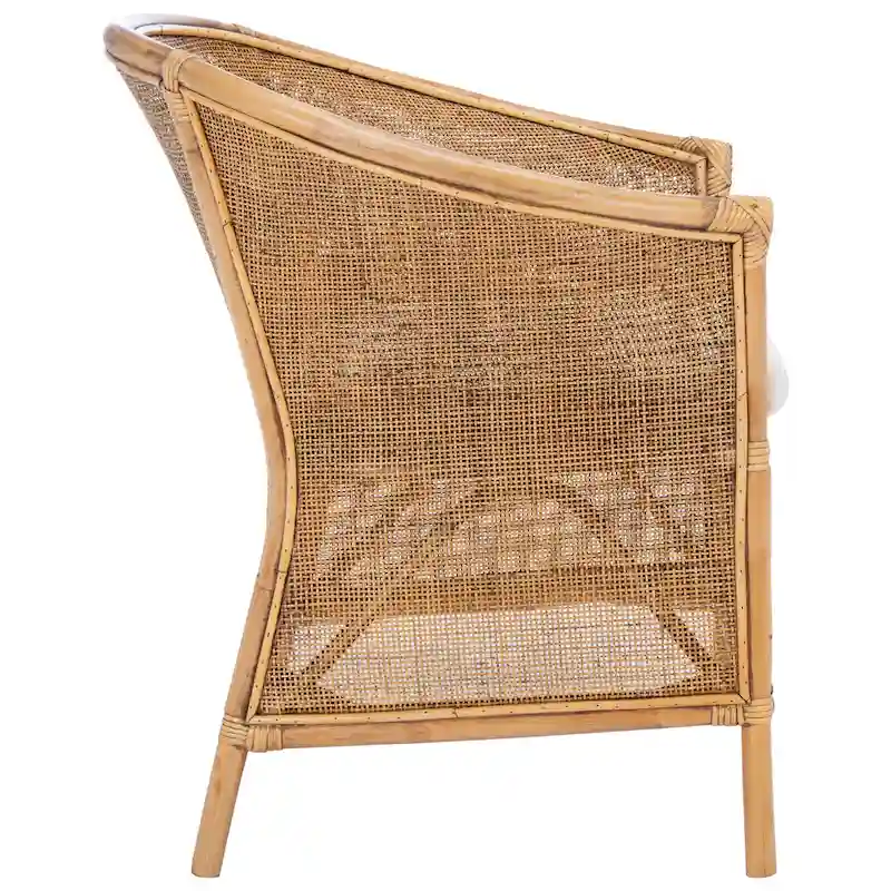 SAFAVIEH Adline Rattan Honey Brown Accent Chair with Cushion - 29.9  W x 25.6  L x 31.5  H - 30Wx26Dx32H