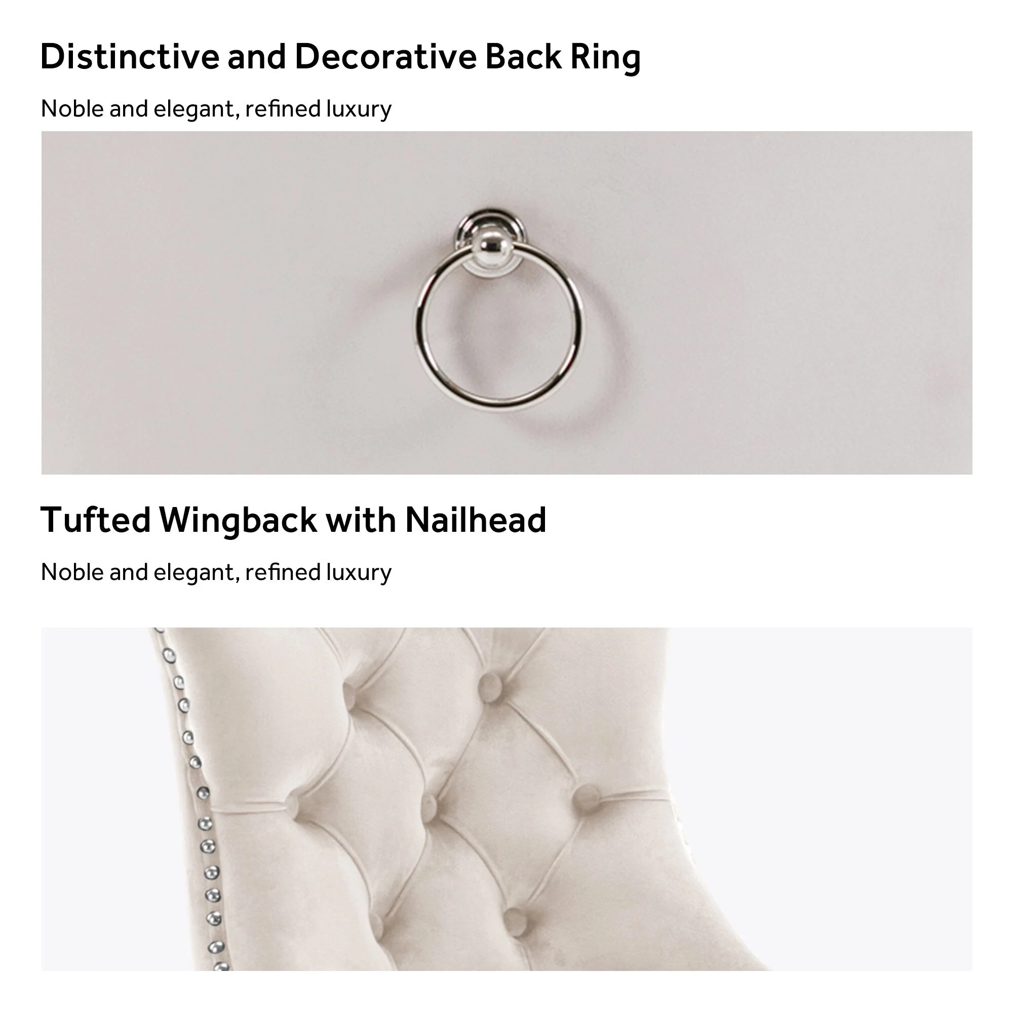 Upholstered Tufted Velvet Dining Chair with Solid Wood Legs Set of 6