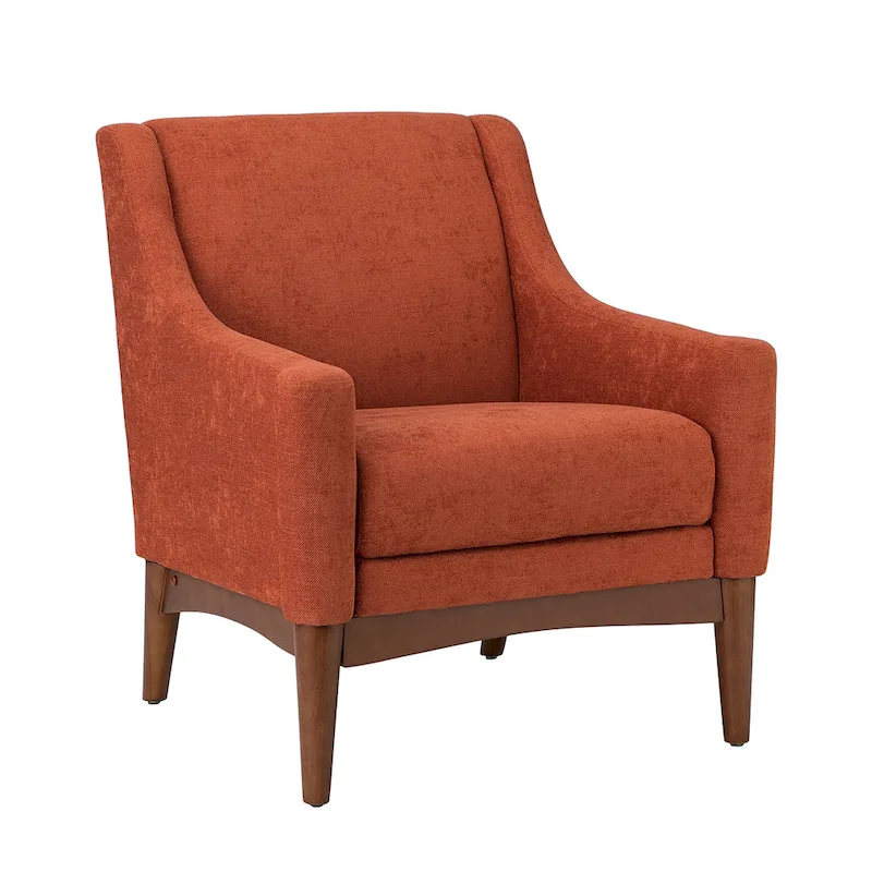 Francis Mid-century Modern Upholstered Armchair with Sloped Arms and Solid Wood Legs by HULALA HOME