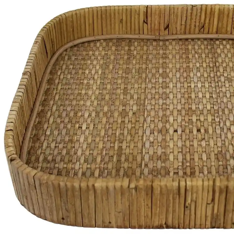 HomeRoots 11  Natural Square Bamboo Handmade Serving Tray