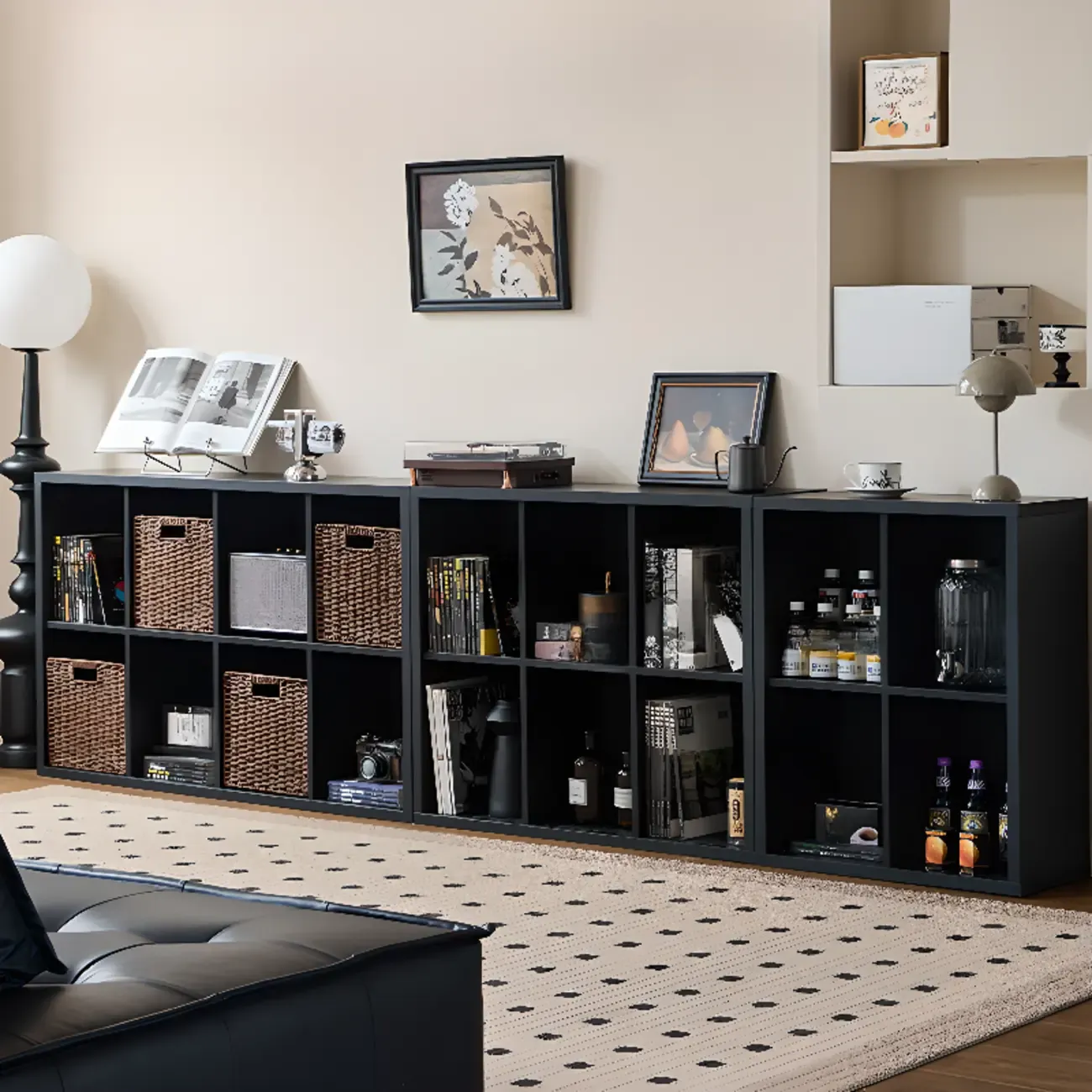 Black Horizontal Bookcases Cube Organizer Closed Back