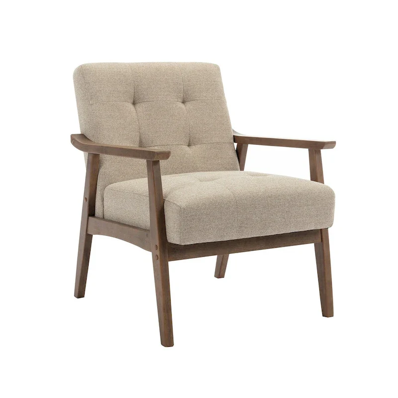 Galina Fabric Accent Chair with Rubberwood Legs