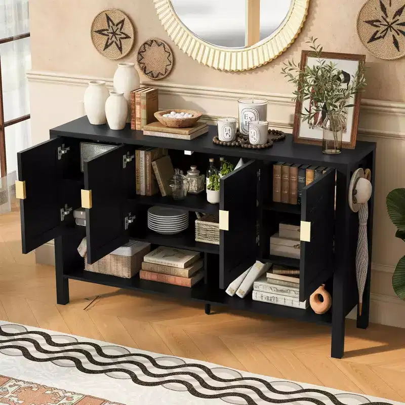 4-Door Geometric Sideboard Cabinet