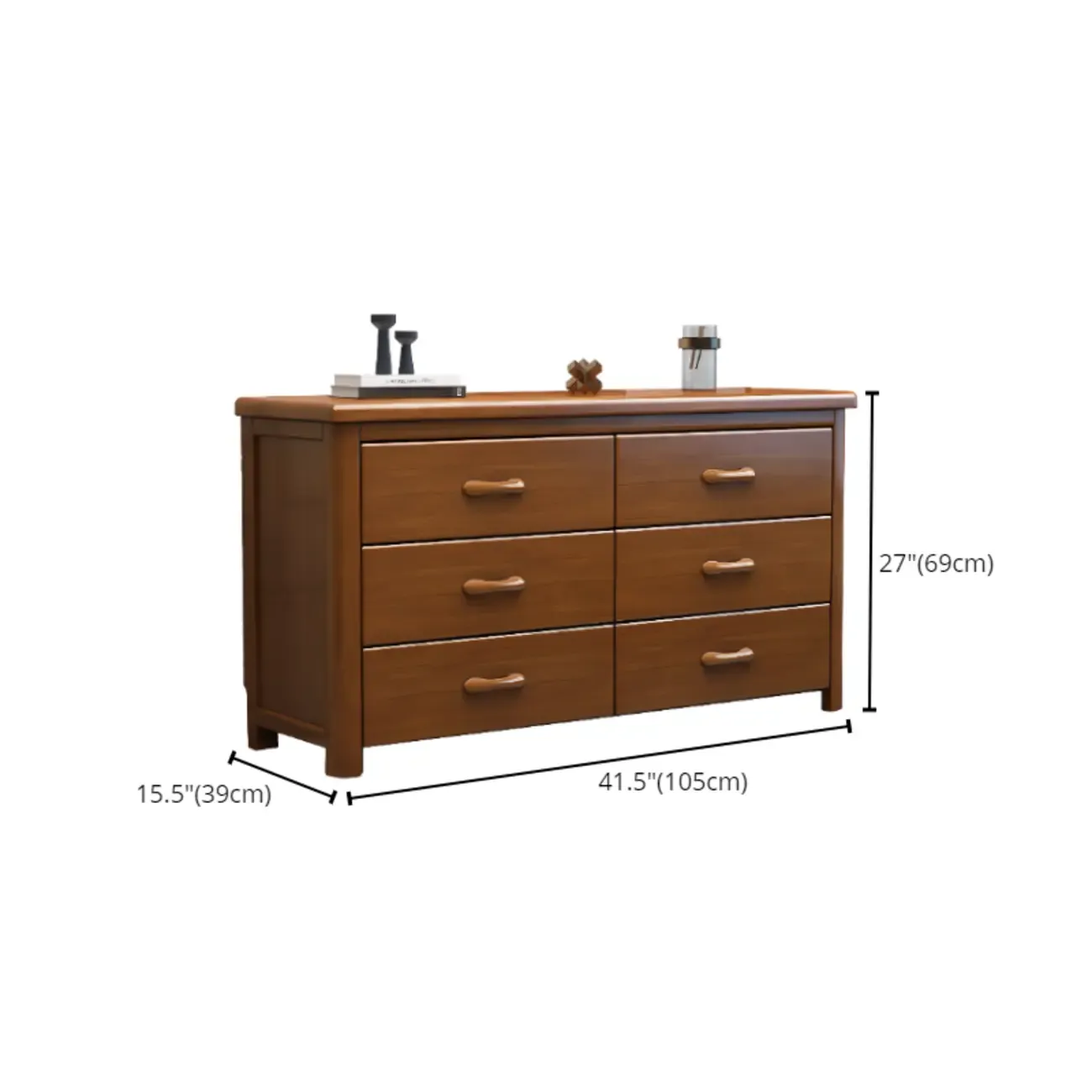 Classic Rubberwood Double Dresser with 9-Drawers