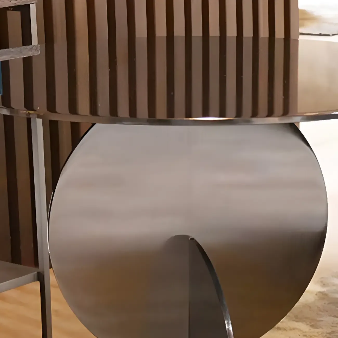 Scandinavian Glass Round Coffee Table Abstract Base