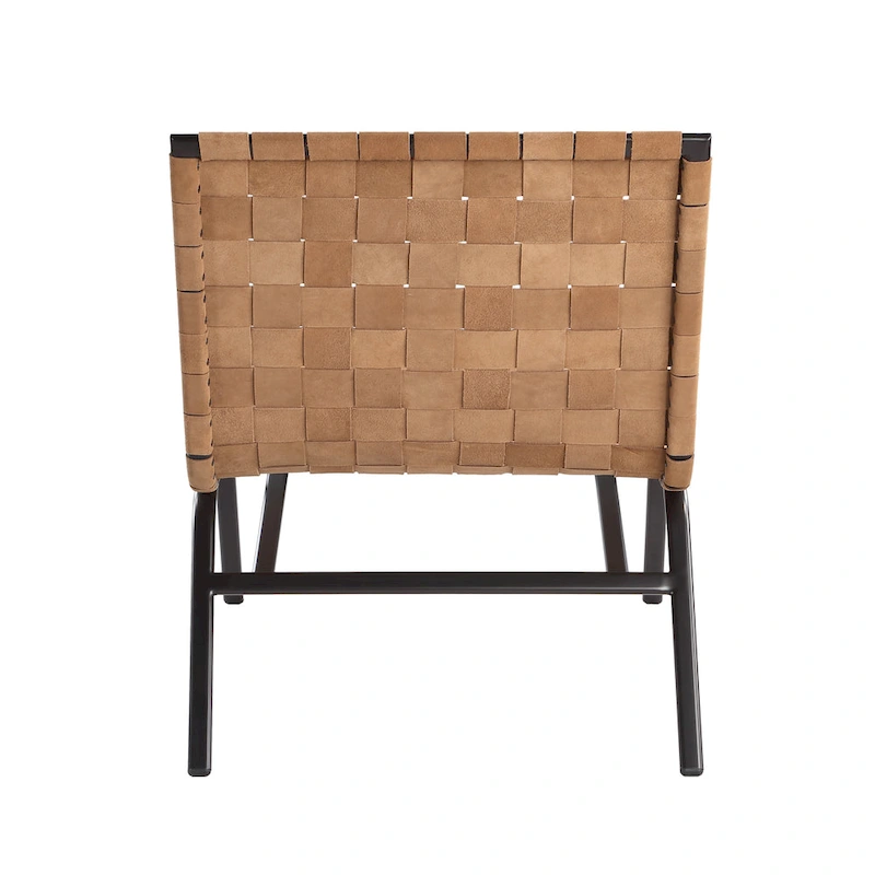Calvo Woven Brown Leather Accent Chair by Greyson Living