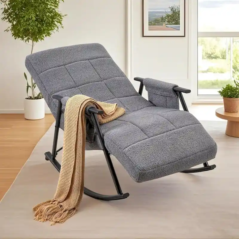 Adjustable Rocking Chair, Nursery Glider Chair with Adjustable High Back and Foot Rest