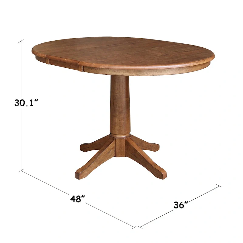 36 Round Solid Wood Extension Dining Table with 2 Dining Chairs