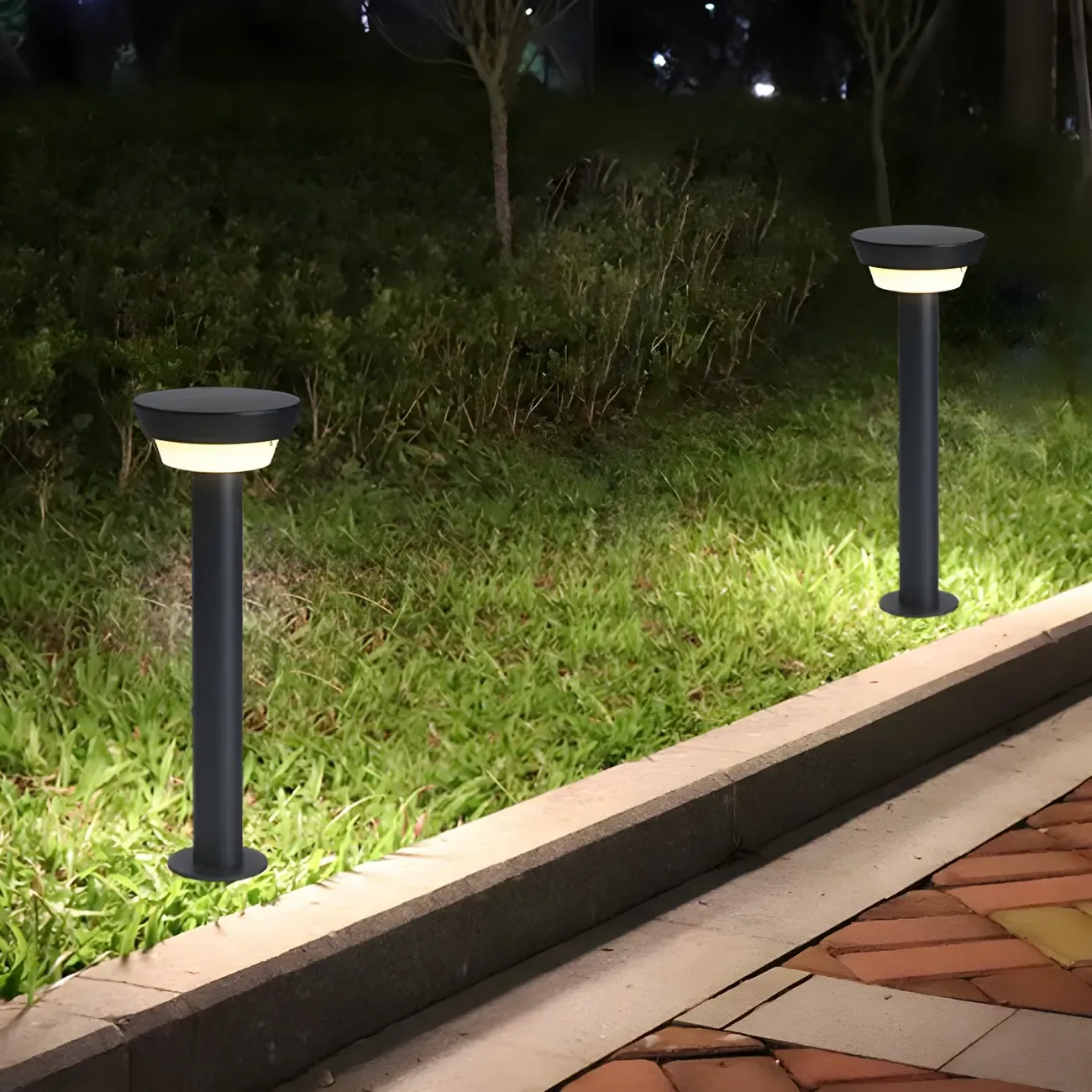 Modern Round Stake Solar Metal Landscape Lighting
