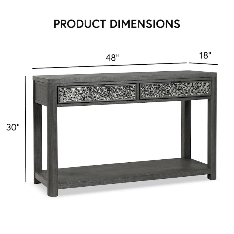 Furniture of America Piez Modern Ash Grey Wood 2-Drawer Sofa Table with Open Shelf